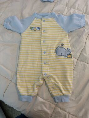 Yellow & Light Blue Striped Baby One-Piece Bodysuit
